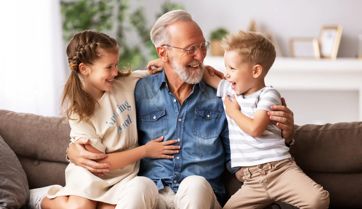 Grandfather enjoying time with his grandchildren