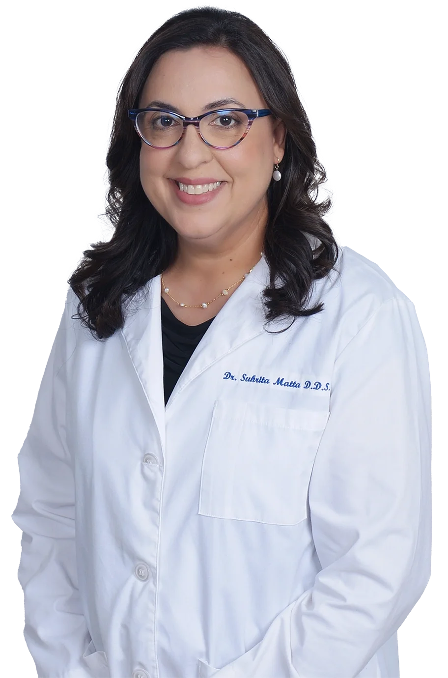 Dr. Sukrita B. Matta, DDS, MPH, wearing a white coat